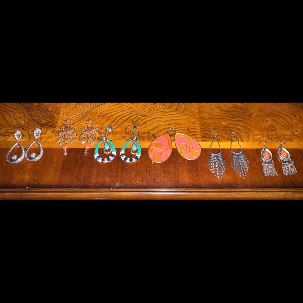 6 pairs of pierced earrings. Costume but beautiful